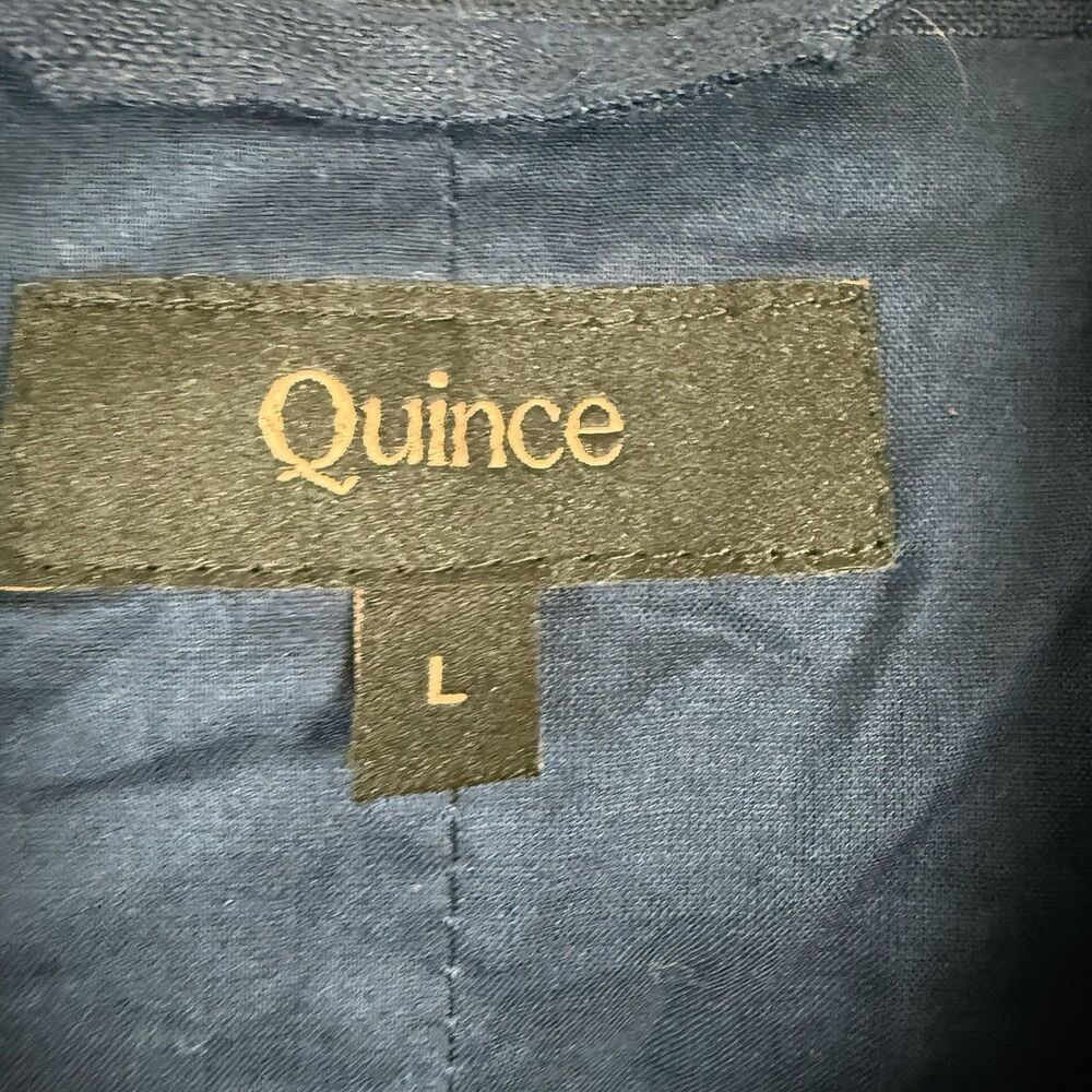 QUINCE European Linen Structured Blazer Jacket Women L Deep Navy Minimalist - Picture 8 of 14